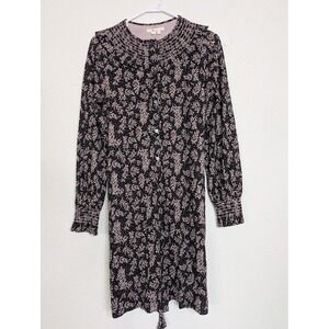 Boden Smocked Detail Milkshake Leaf Sprig Print Dress Women's US 10L‎ UK 12L